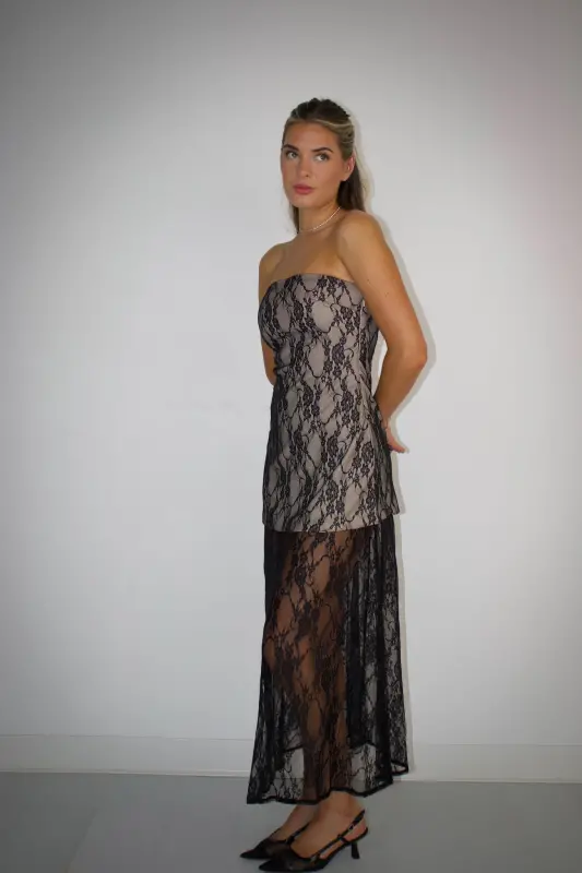 Brielle Lace Strapless Maxi Dress