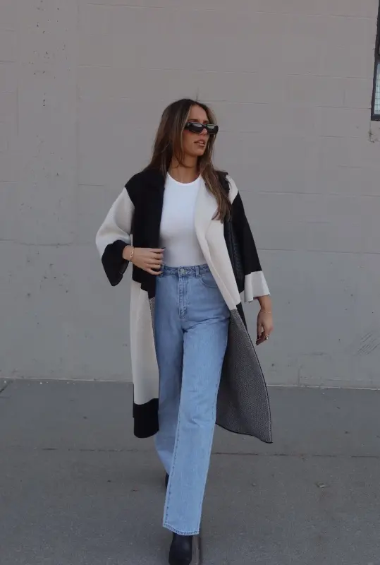 Knit Colorblock Trench