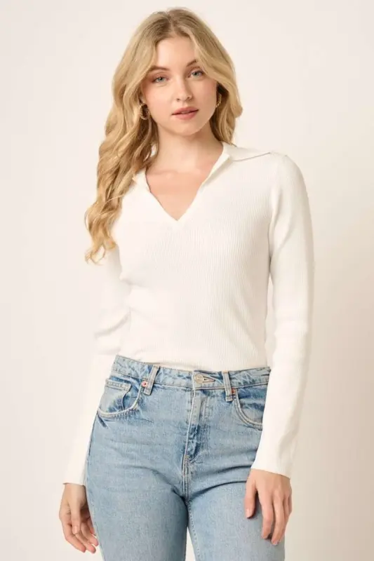 Long Sleeve Ribbed Knit Top online