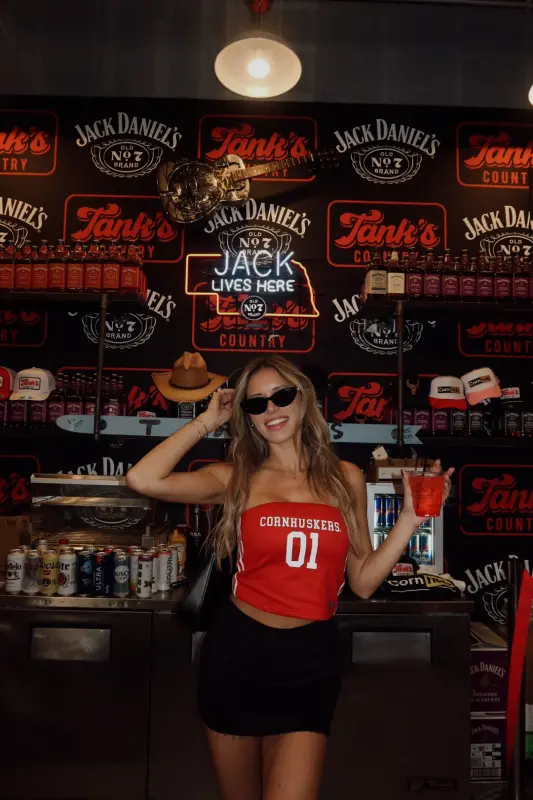 Nebraska Jersey Tube Top In Red